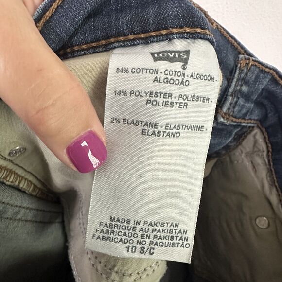 Levis 512 Jeans 10 Short Perfectly Slimming Straight Leg Blue Raw Hem Mid Rise - Picture 8 of 8